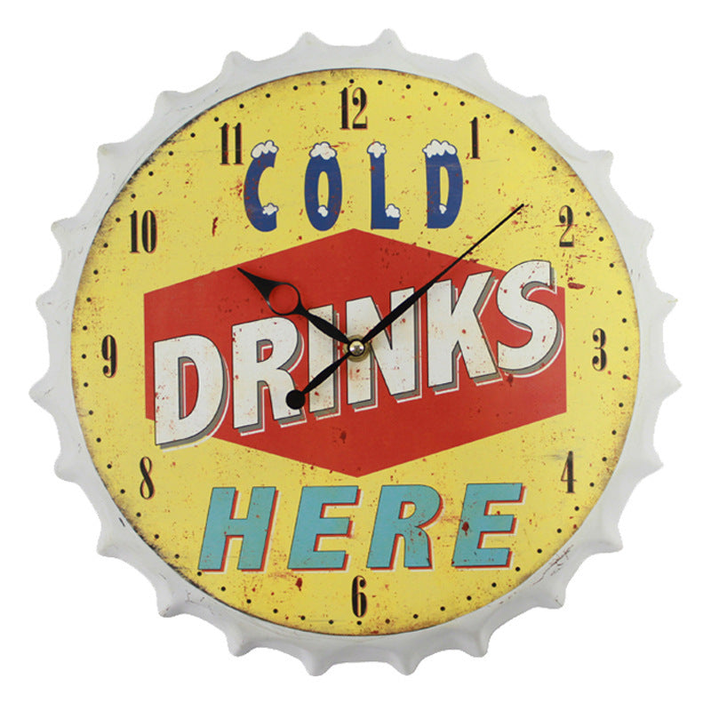 Vintage Bottle Wall Clock Living Room Creative Clock