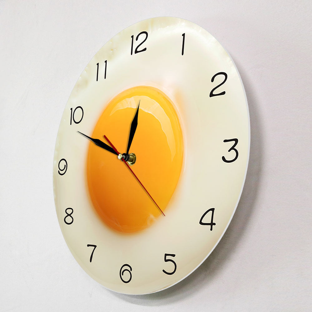 Creative Poached Egg Plastic Mirror Wall Clock