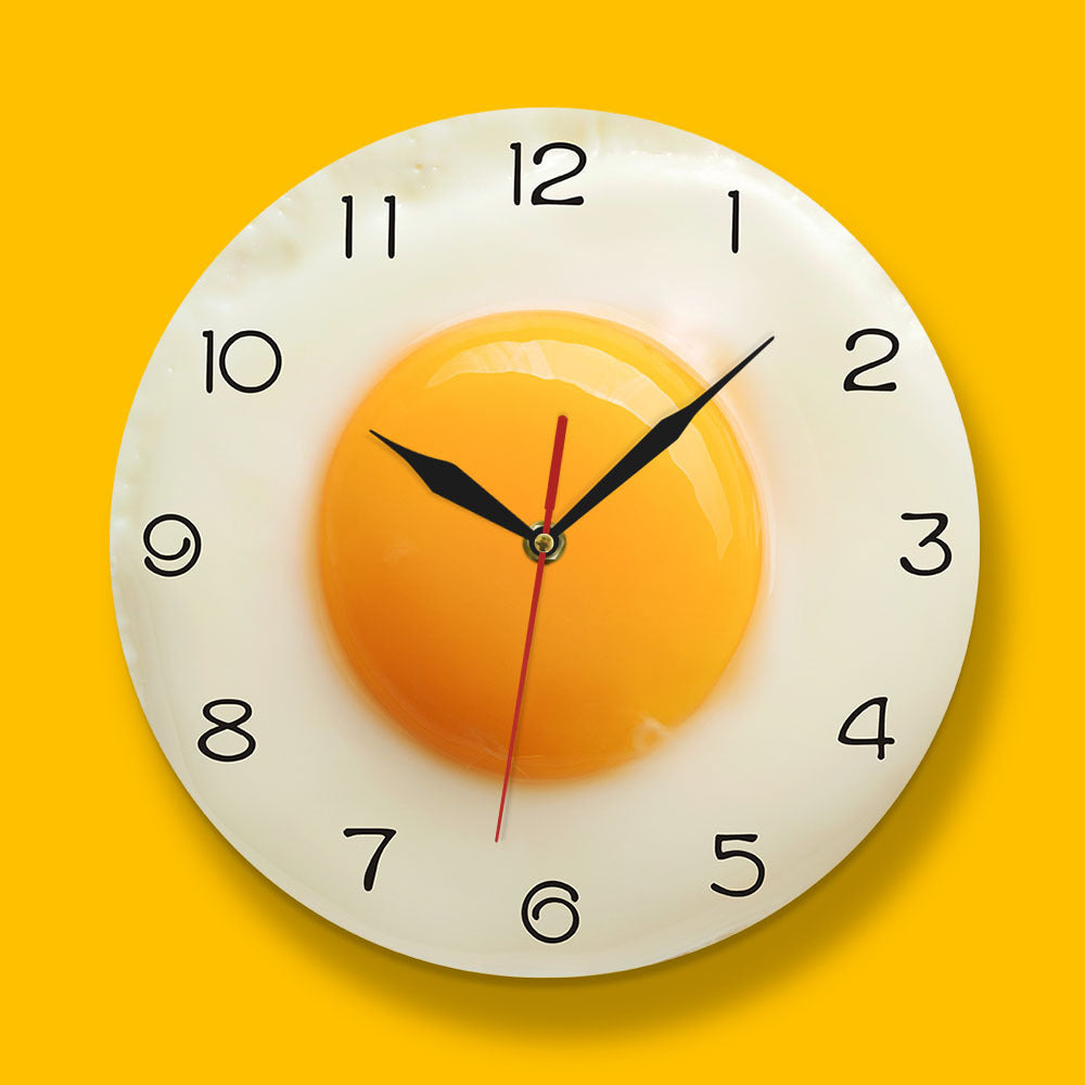 Creative Poached Egg Plastic Mirror Wall Clock
