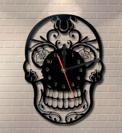 Flower Skull Retro Artist Home Wall Clock Quartz Decorative Clock