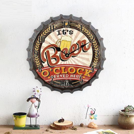 Vintage Bottle Wall Clock Living Room Creative Clock