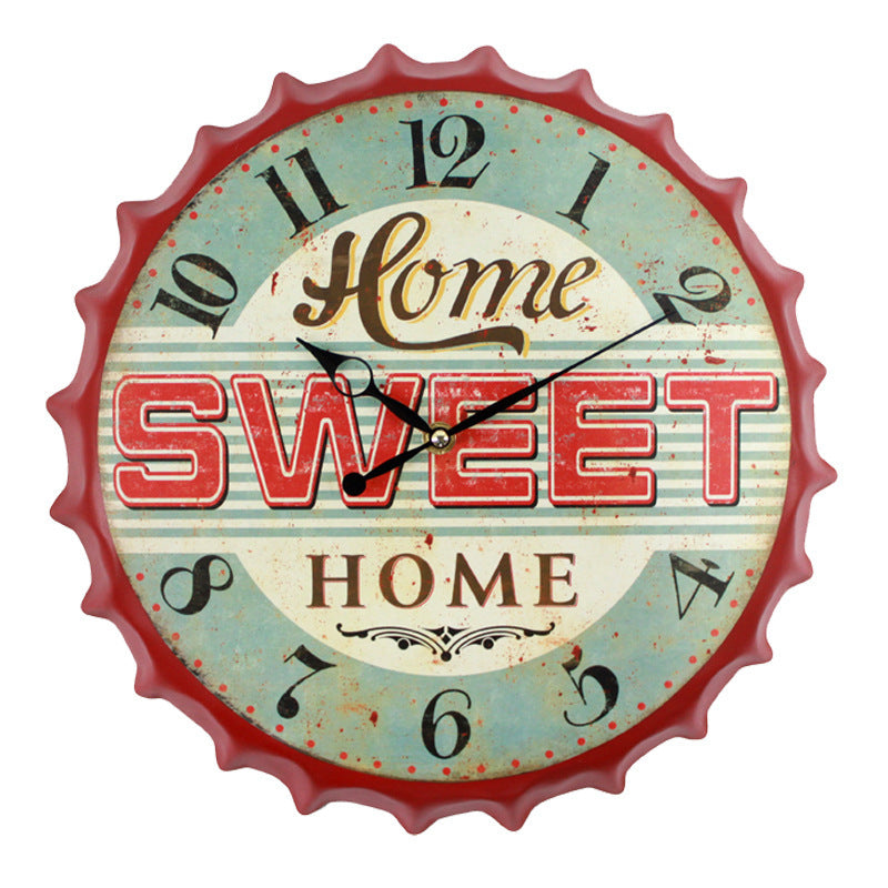 Vintage Bottle Wall Clock Living Room Creative Clock